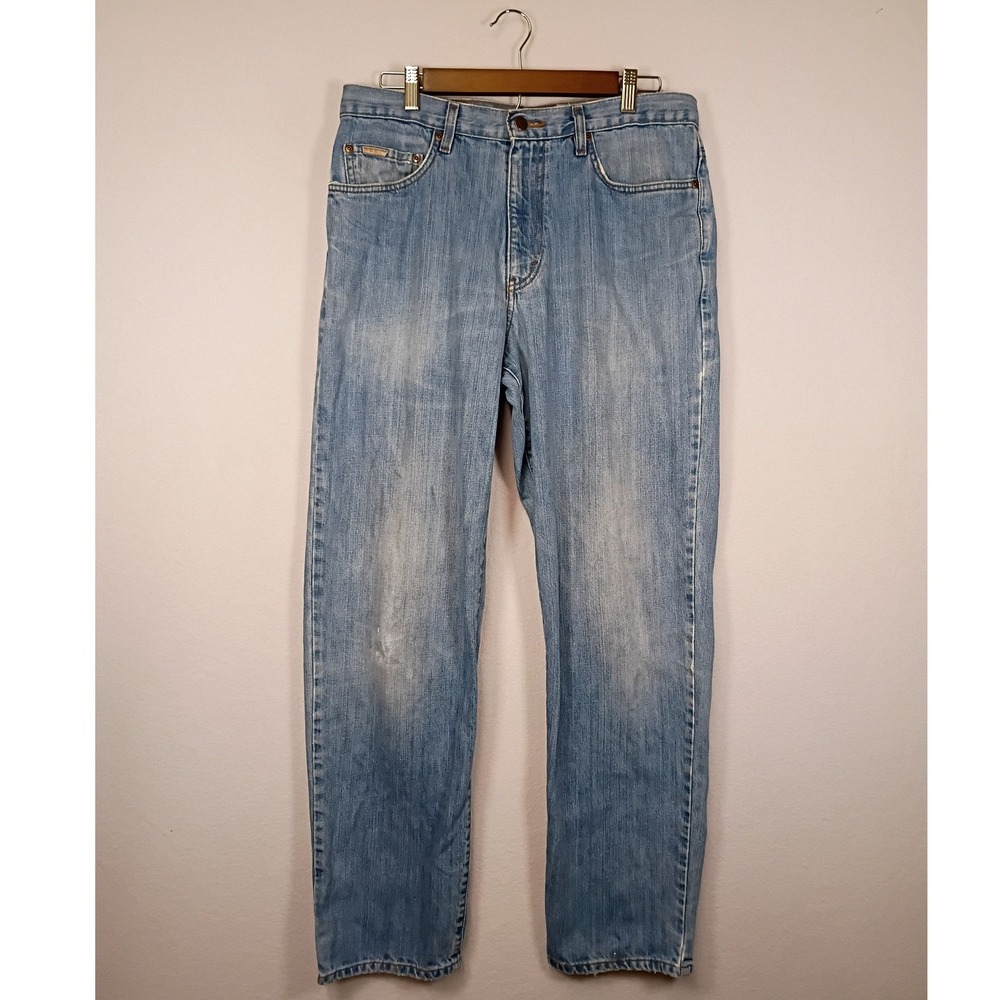 Vintage Aesthetic Eddie Bauer Mens 33x29 Blue Light Wash Classic Fit Jeans